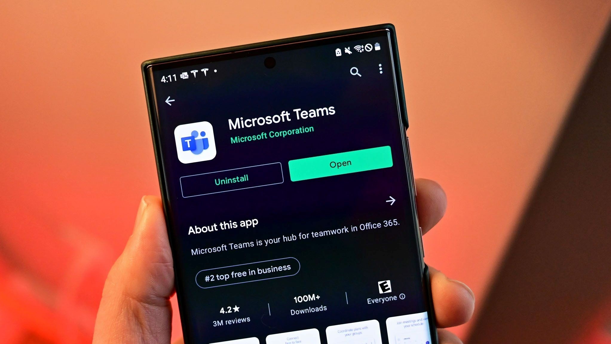 Android'de Microsoft Teams