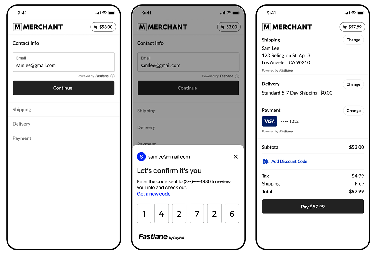Fastlane özelliğinin ekran görüntüleri (Image Credit – PayPal) - PayPal ve Venmo, yeni yapay zeka destekli özelliklerle güncellenecek
