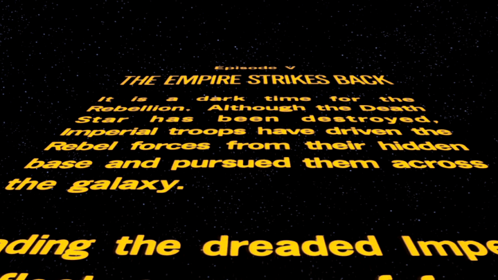 The Empire Strikes Back'in açılış taraması. 