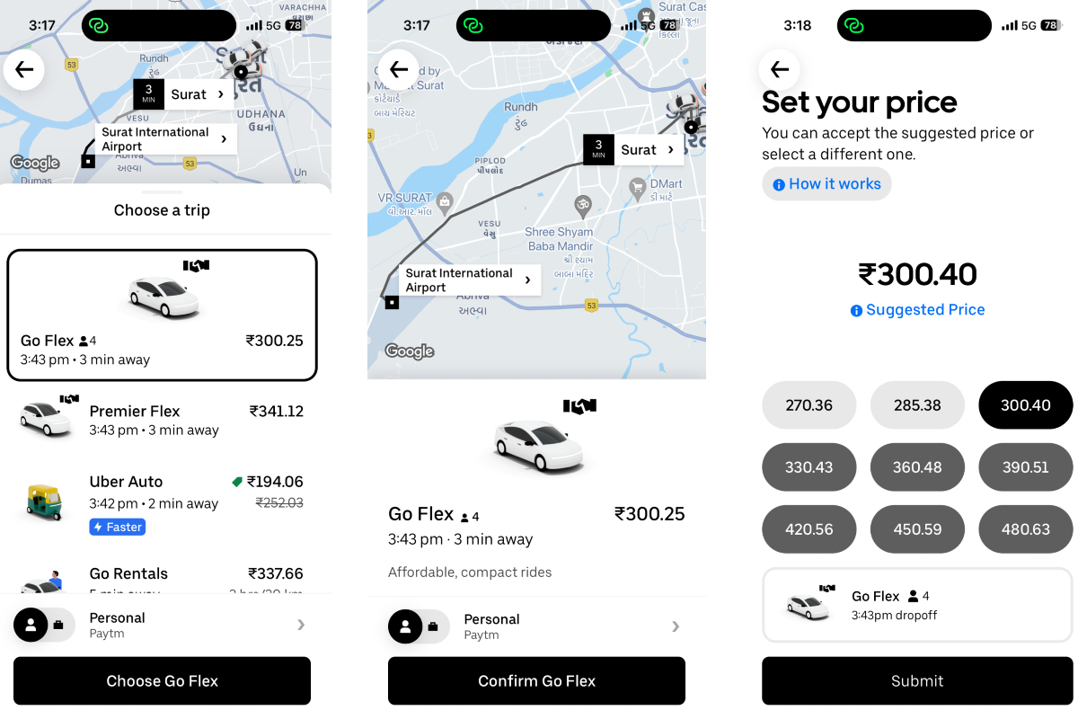 Uber Flex hizmeti Hindistan'ın Surat şehrinde canlı yayında