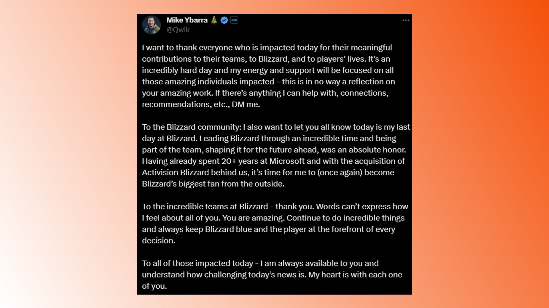 Blizzard hayatta kalma oyunu iptal edildi: Eski Blizzard başkanı Mike Ybarra'dan açıklama