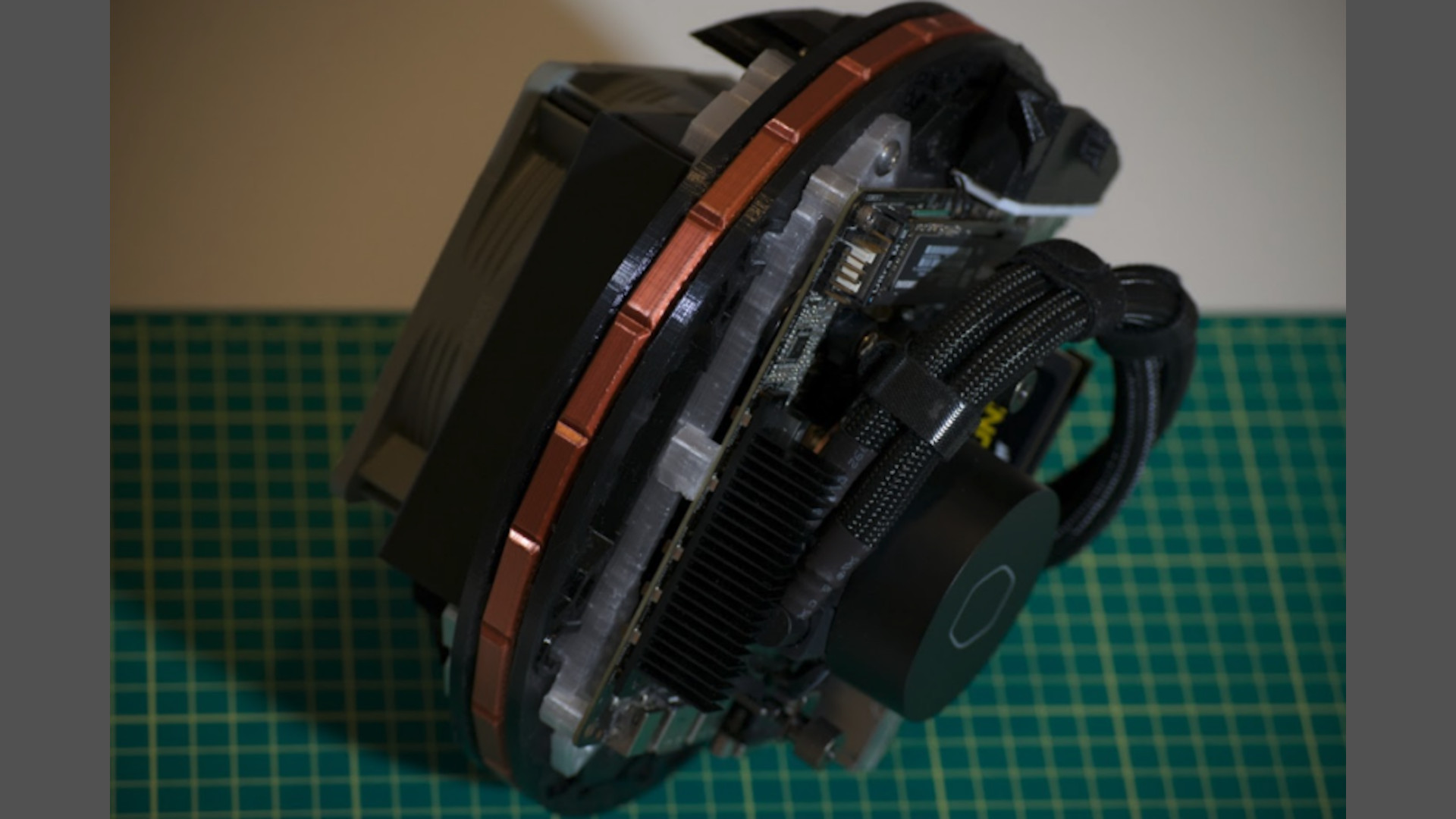 AIO'lu küçük 3D baskılı PC kasasının içi