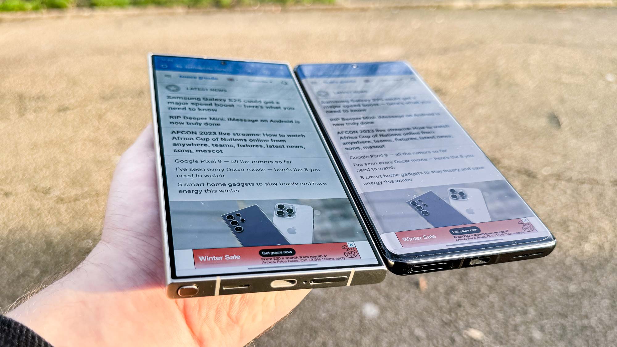 OnePlus 12 ve Galaxy S24 Ultra ekranları