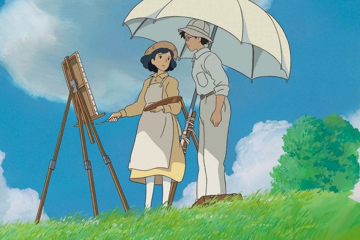 Rüzgar Yükseliyor'da Jiro ve Nahoko bir şemsiyenin altında birlikte duruyorlar.