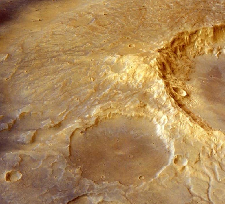 Mars'ın Eridania Bölgesi'ndeki Stratovolkan