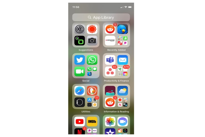 iOS 16 Uygulama Kitaplığı'ndaki Rozetler.