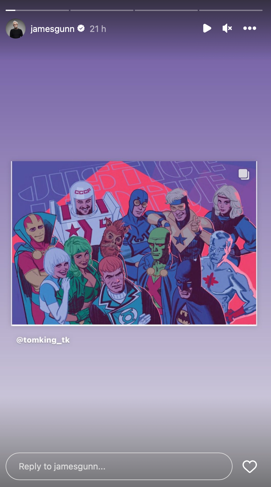 James Gunn, Instagram'da Justice League International'ın bir görüntüsünü paylaşıyor