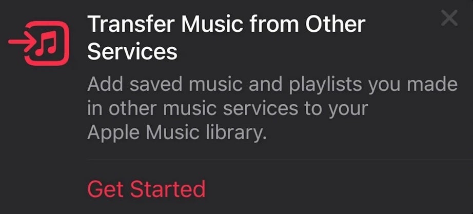 Android için Apple Music kullanıcıları, onları yeni SongShift özelliğini (Apple Music'in Android sürümü için müzik akışlı uygulamalar arasında aktaran Apple test özelliği) test etmeye davet eden bir istem görebilir.