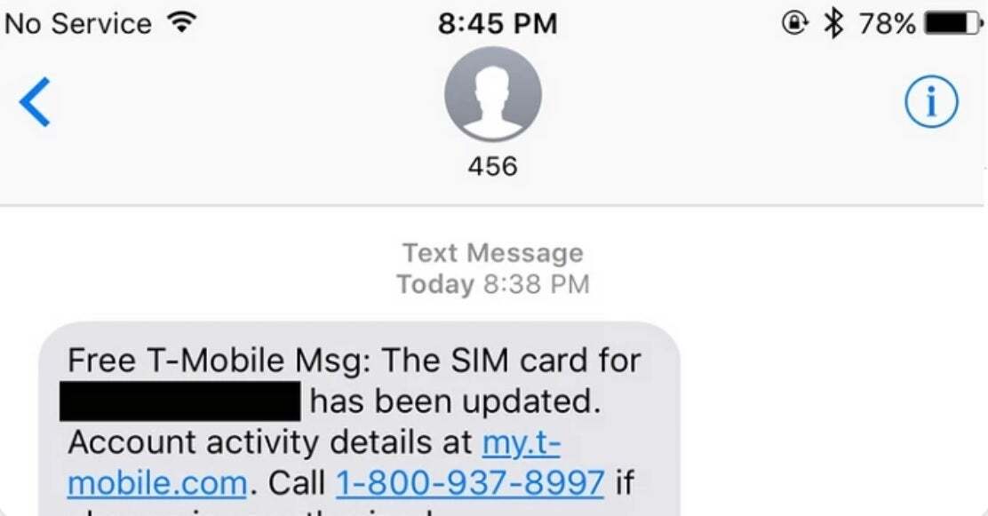 Buna benzer bir mesaj aldıysanız ancak yeni bir SIM kart talebinde bulunmadıysanız hemen operatörünüzü arayın - T-Mobile abonesi SIM değiştirme dolandırıcılığından kıl payı kurtuldu