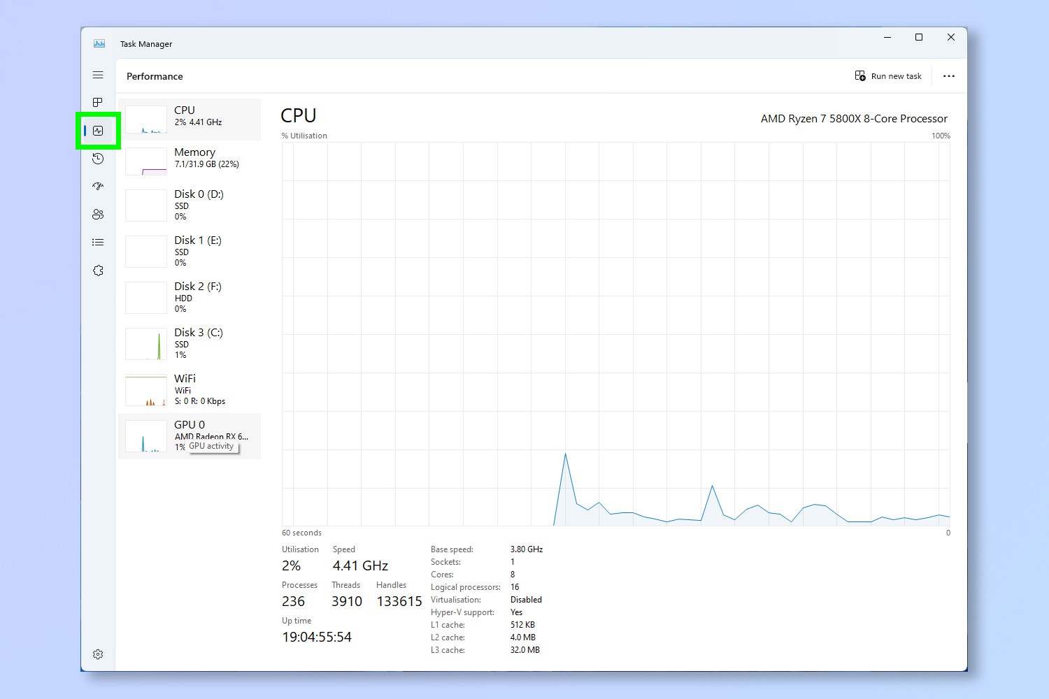 Windows'ta GPU Sıcaklıklarının nasıl kontrol edileceğini gösteren ekran görüntüsü