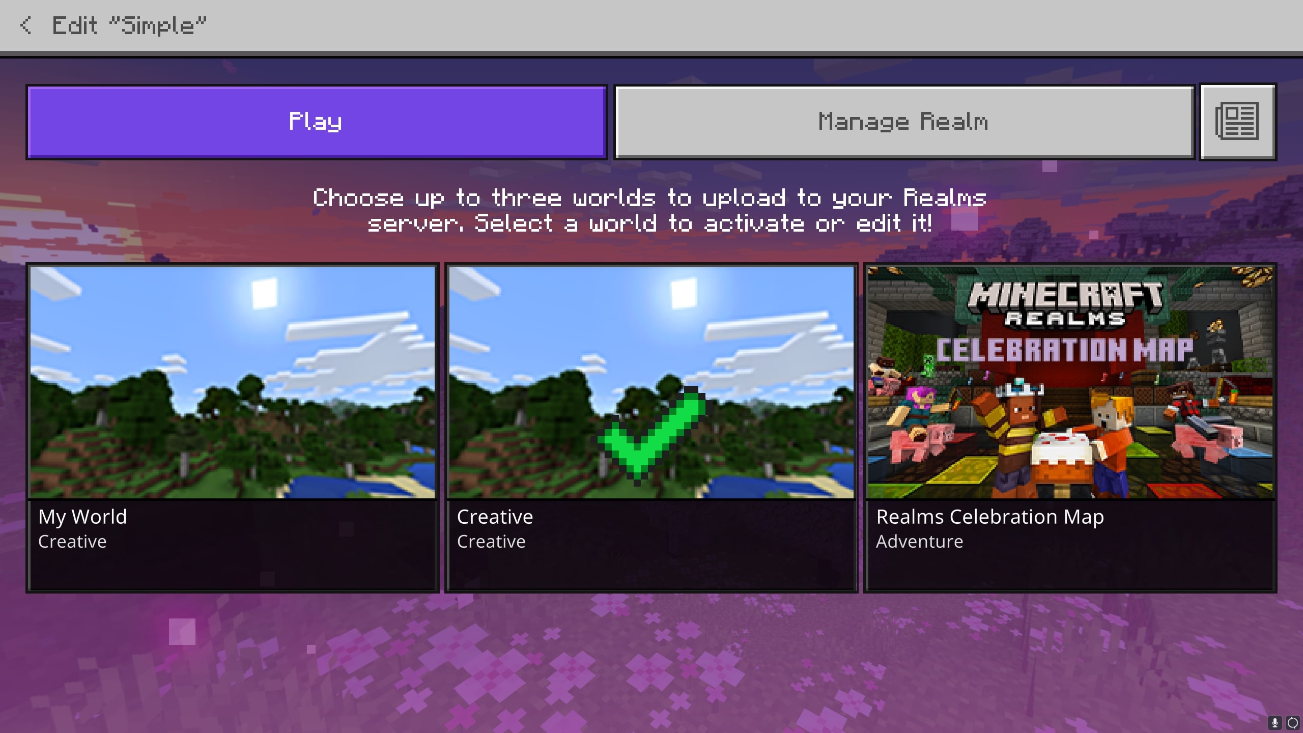 Minecraft menüsü ekran görüntüsü