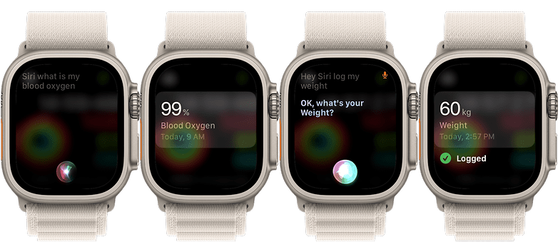 Apple Watch'ta Siri'nin cihaz üzerindeki özelliklerinin ekran görüntüleri