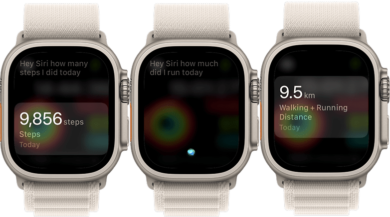 Siri'nin verileri alırken Apple Watch'taki ekran görüntüleri