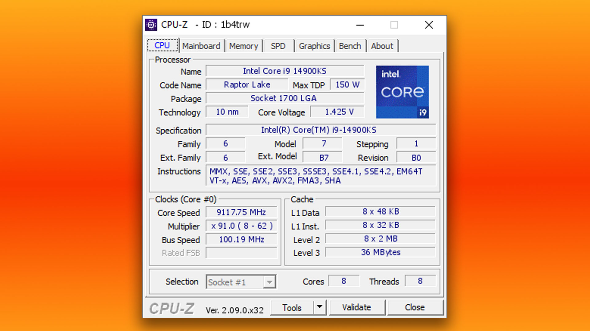 Intel Core i9 14900KS sıvı helyum hız aşırtma CPU-Z ekran görüntüsü