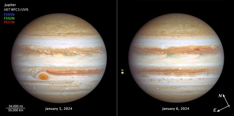 Hubble 2024 Jüpiter Pusulası Görüntüsü