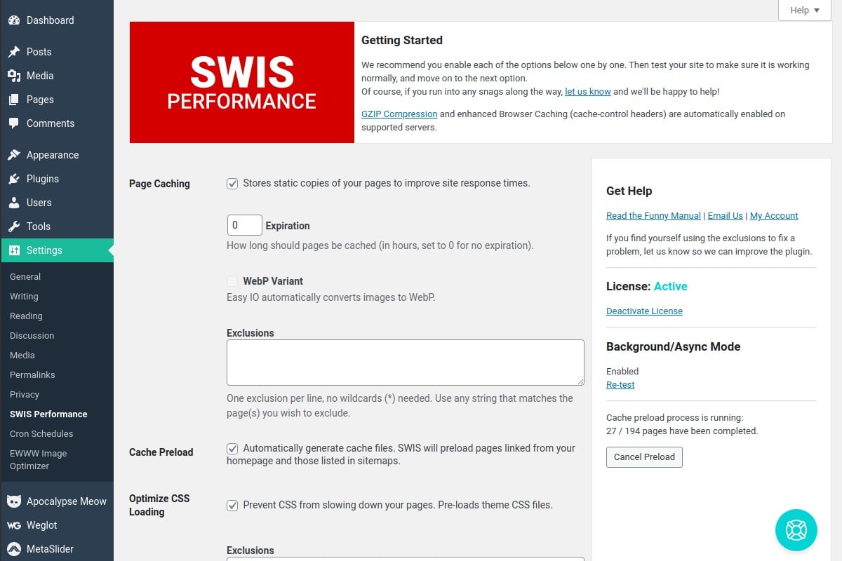 WordPress'te EWW IO'nun SWIS performans işlevselliği