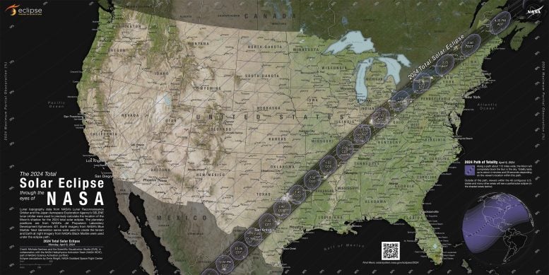 NASA 2024 Tam Güneş Tutulması Haritası Amerika Birleşik Devletleri