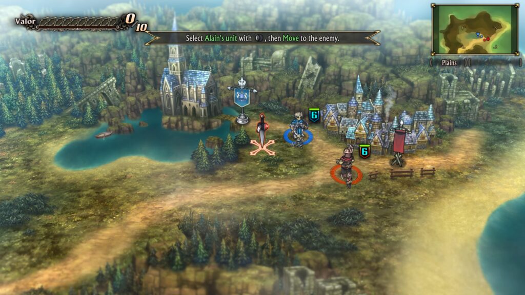 Resim, Unicorn Overlord İncelemesindeki dünya üstü ekranını gösteriyor