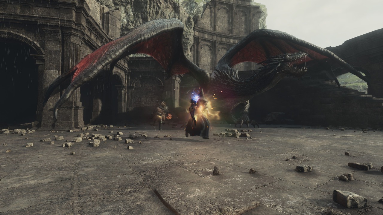 Dragon's Dogma 2'de Dragonsbreath Tower'daki ejderin ekran görüntüsü.