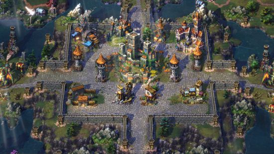 Songs of Conquest - HoMM'den ilham alan bu sıra tabanlı strateji oyununda muhteşem bir kasaba, piksel sanat tarzında işlenmiş.