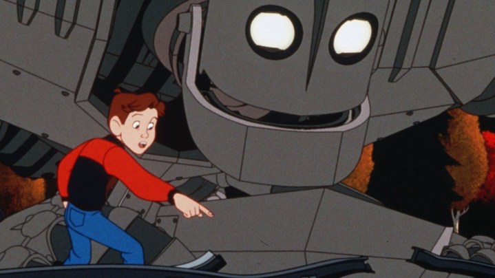The Iron Giant'ta bir robot ve bir çocuk takılıyor.