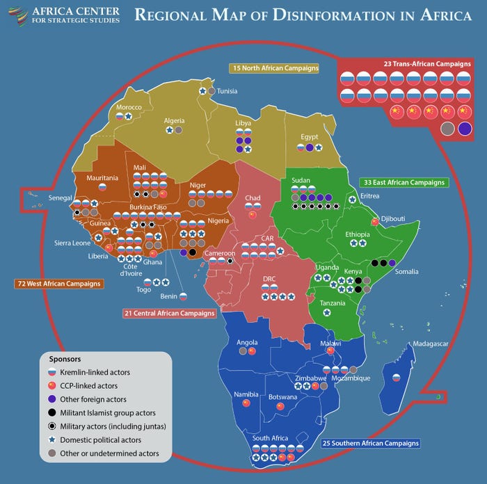 Afrika'daki dezenformasyon saldırılarının haritası