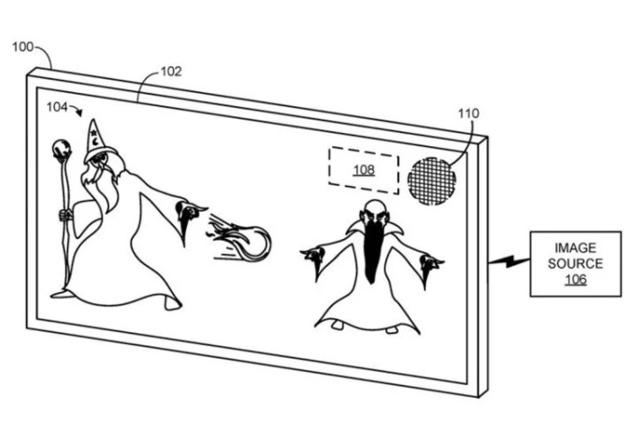 Microsoft patentinden alınan bir görüntüde iki çizgi film Sihirbazı kavga ediyor.