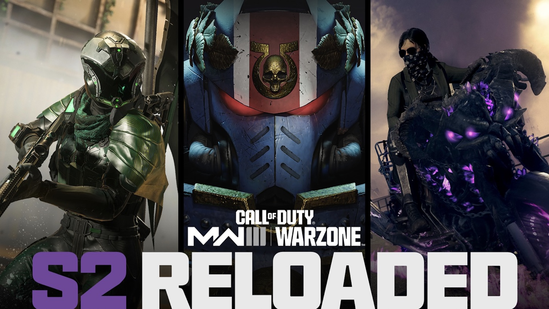 Modern Warfare 3 Sezon 2'nin tanıtım görseli Yeniden Yüklendi.  Call of Duty Operatörlerinin yanında Warhammer 40K karakteri gösteriliyor