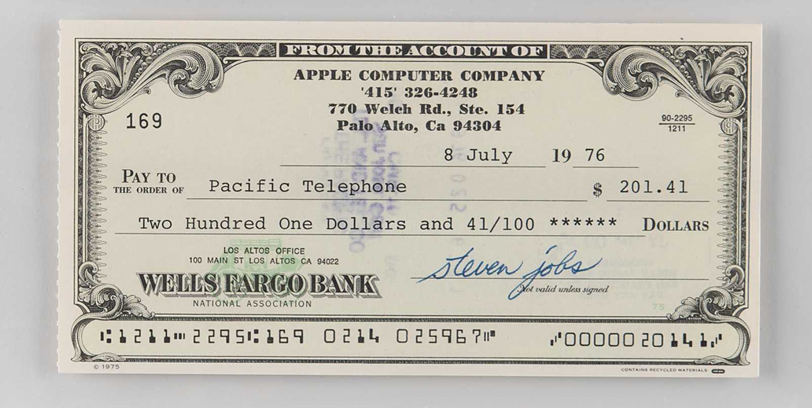 Image Credit–RR Açık Artırma - Steve Jobs'un 70'lerden kalma çeki açık artırmada: 200 dolarlık bir çekin bugün değeri ne kadar?