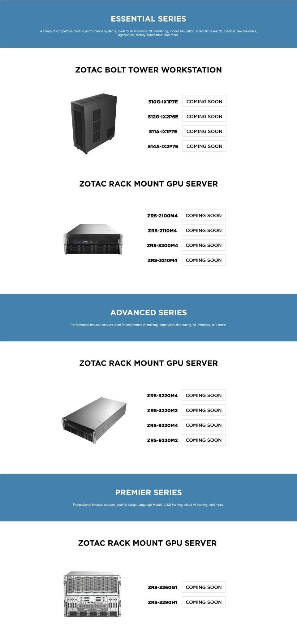ZOTAC, Sunucu ve İş İstasyonu Portföyünü Yeni AMD EPYC ve Intel Xeon Seçenekleri, 10'a Kadar PCIe GPU, 12KW Power 2 ile Genişletiyor