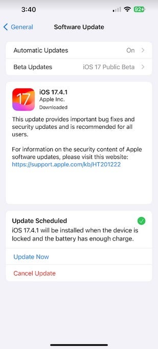 iOS 17.4.1 güvenlik düzeltmeleriyle birlikte geliyor - iOS 17.4.1 ve iPadOS 17.4.1 önemli güvenlik düzeltmeleriyle birlikte geliyor;  eski modeller de güncelleniyor
