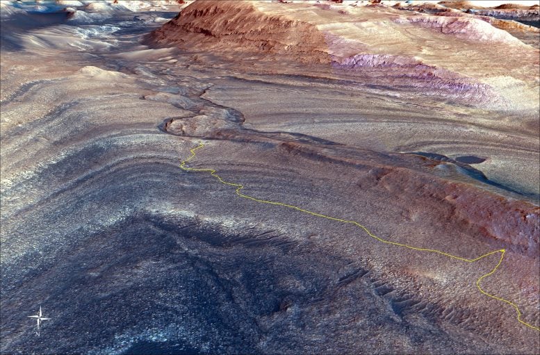 NASA Merakı Mars Rover'ın Gediz Vallis Kanalına Giden Yolu