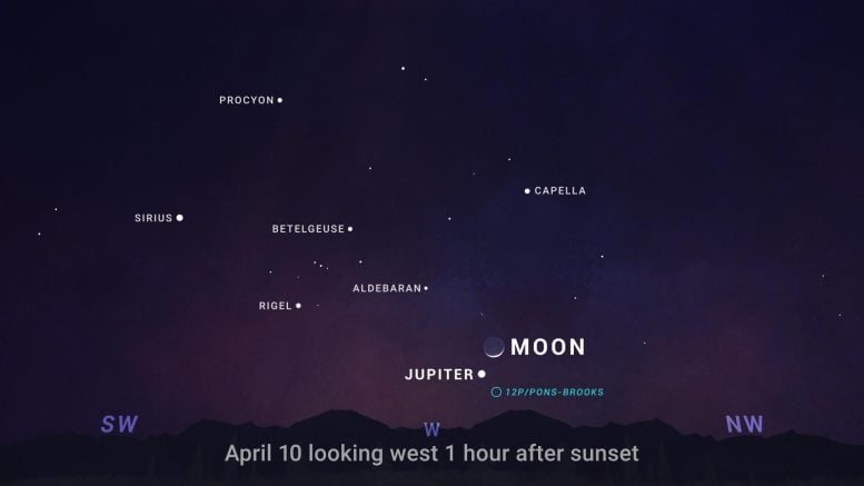 Jüpiter Üzerindeki Hilal Gökyüzü Haritası Nisan 2024