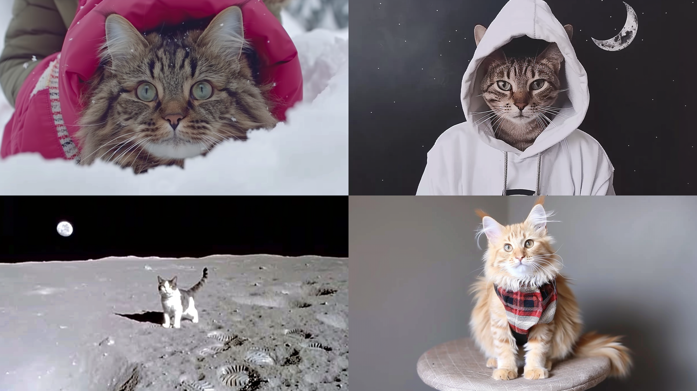 Kaos değeri yüksek, aydaki kedilerin yolculuk ortası görüntüleri