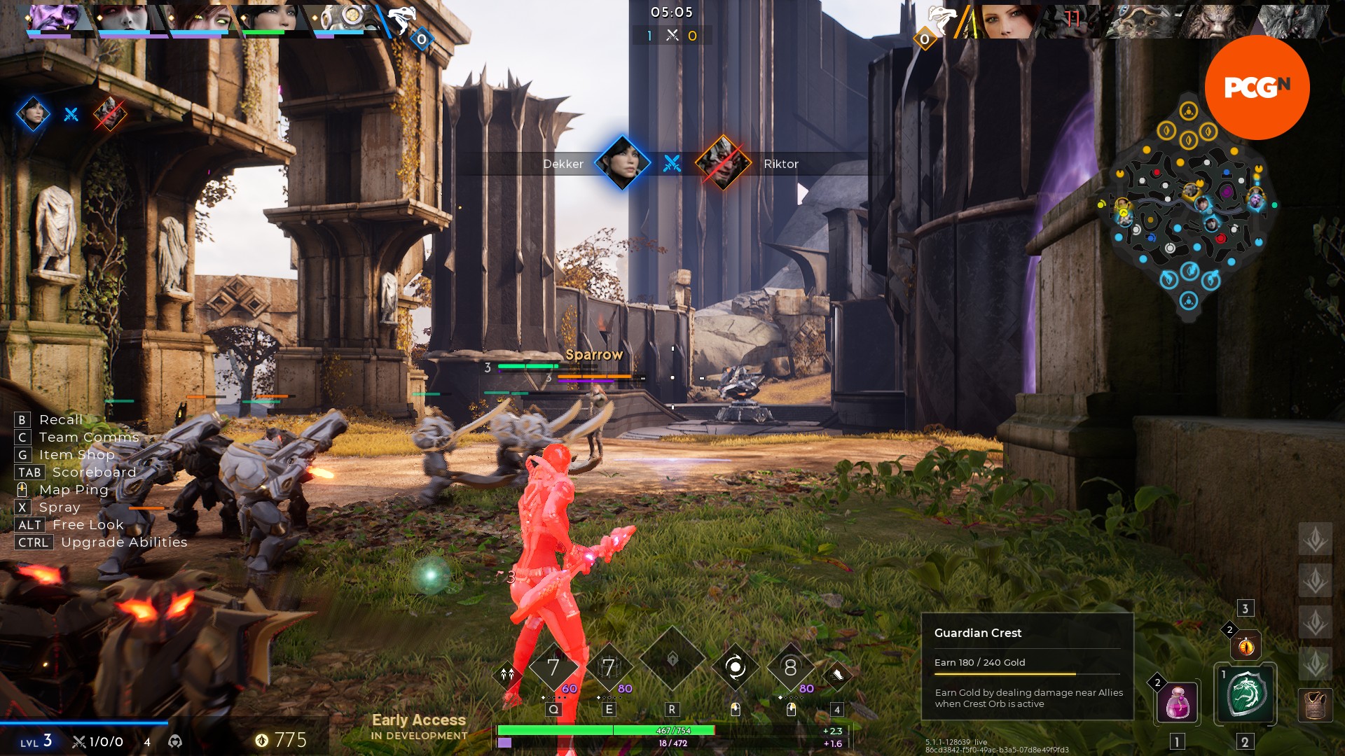 Bir düşman oyuncuyu öldürdükten sonra savaş alanında kırmızı renkte parlayan bir video oyunu karakteri