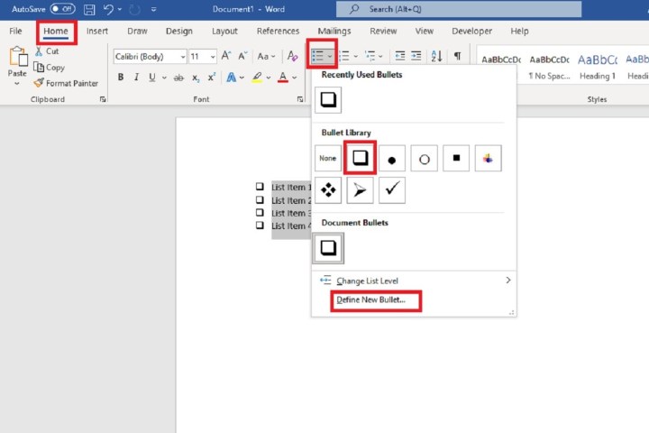 Salt yazdırma onay kutularının nasıl ekleneceğini gösteren Microsoft Word masaüstü uygulaması ekran görüntüsü.