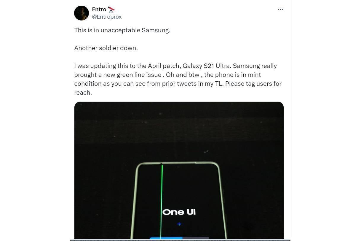 Kullanıcılar, Samsung'un güncellemenin neden olduğu yeşil ekran hattı sorununu çözmek için ödeme istemesi karşısında şok oldu