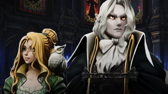V Rising Legacy of Castlevania - Vampir hayatta kalma oyununun kozmetik eklentisinde Alucard ve Maria.