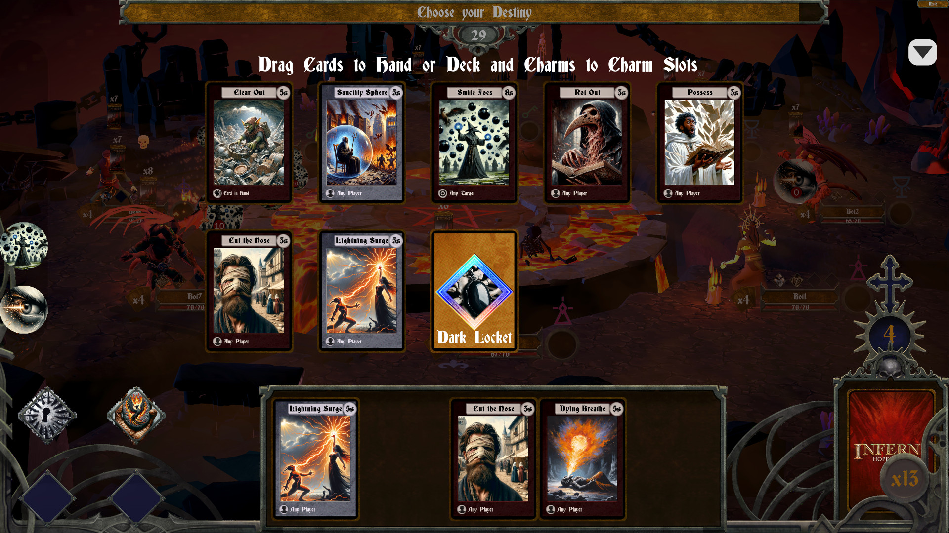 Inferni Hope and Fear - Oyuncu, bu battle royale kart oyununun taslak aşamasında kartları seçer.