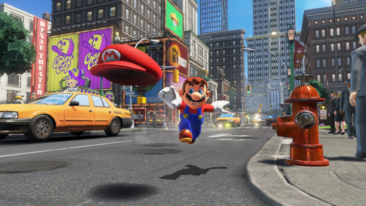 Mario şapkasını fırlatır.