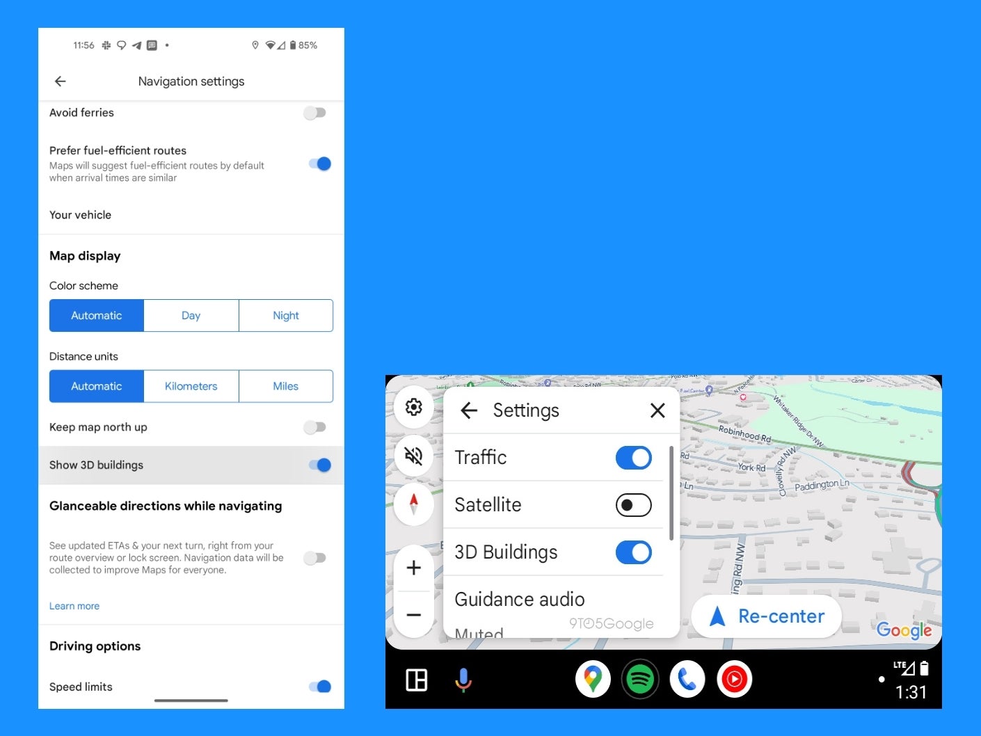 Google Haritalar güncellemesi, 3D bina senkronizasyonu ile Android Auto navigasyon deneyimini iyileştiriyor
