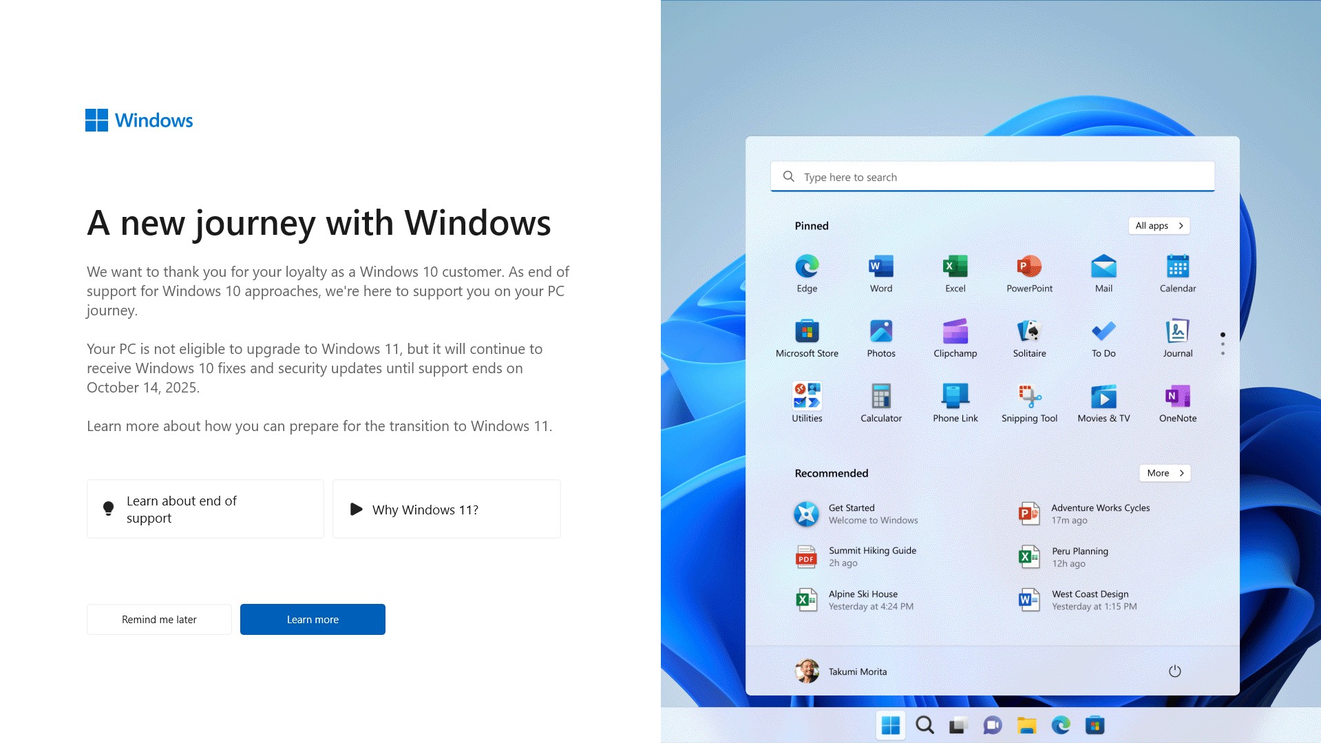 Windows 10'da Windows 11 tam ekran istemi