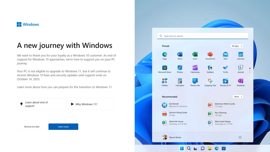 Windows 10 kullanıcılarının Windows 11'e geçmeleri konusunda ısrarcı olarak gördükleri bildirimlerin ekran görüntüsü