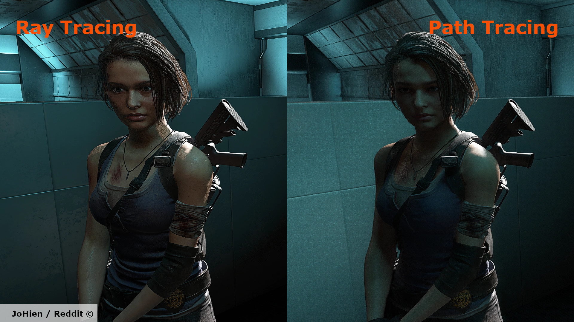 Resident Evil 3'te ışın izleme ve yol izlemenin karşılaştırılması