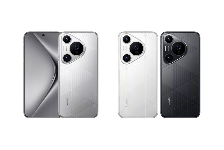 Huawei Pura 70 Pro Plus gümüş, beyaz ve siyah renkleri.
