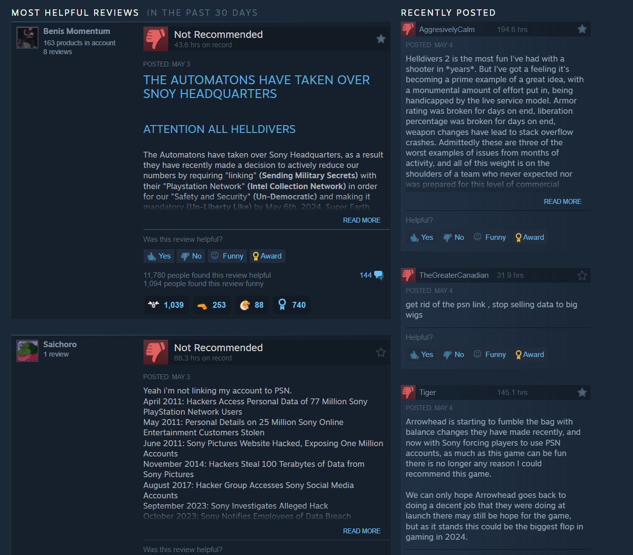 Helldivers 2 İncelemesi PSN Hesabı Bağlama Gereksinimi Sonrasında Steam’de Bombalandı, Arrowhead Çözüm İçin PlayStation ile Görüşüyor
