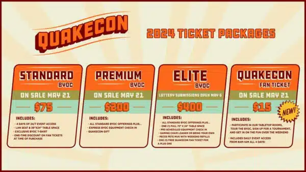 QuakeCon 2024, Program, Bilet Fiyatlandırması ve BYOC Bilgileri Açıklandı