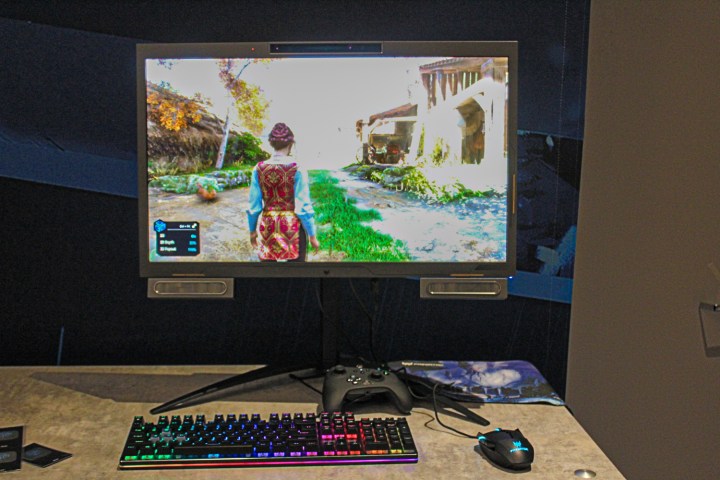 Acer'ın 3D oyun monitörü CES 2024'te demo gösteriyor.