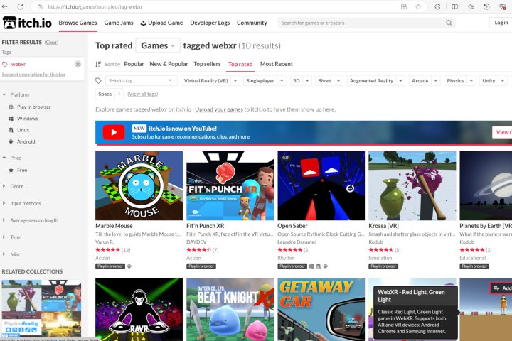 Itch.io gibi web sitelerinde daha fazla WebXR oyunu bulabilirsiniz.