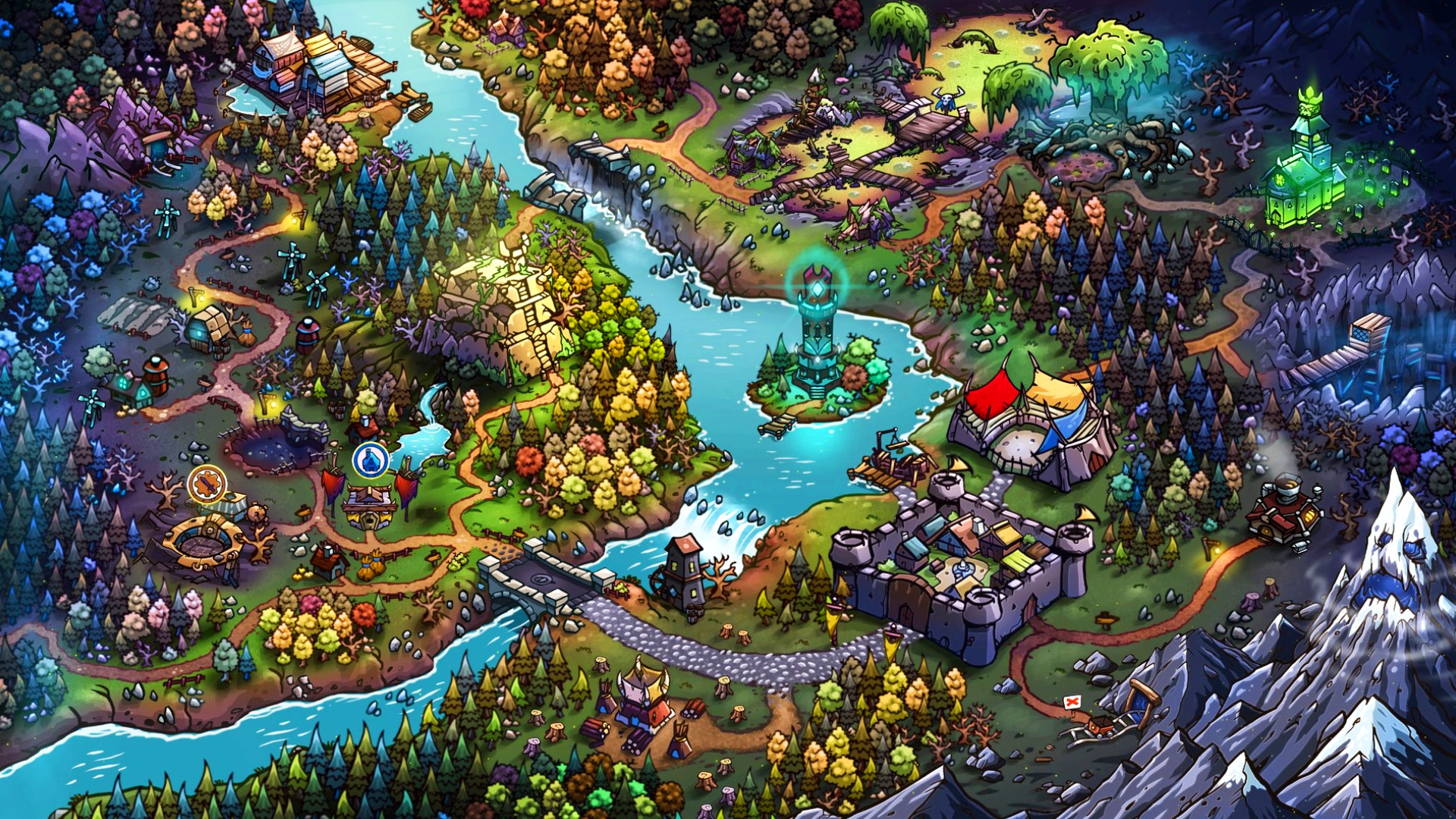 Gladiator Guild Manager, 1.0 lansmanını büyük Steam indirimiyle kutluyor - Renkli fantastik dünya haritasına bir bakış.